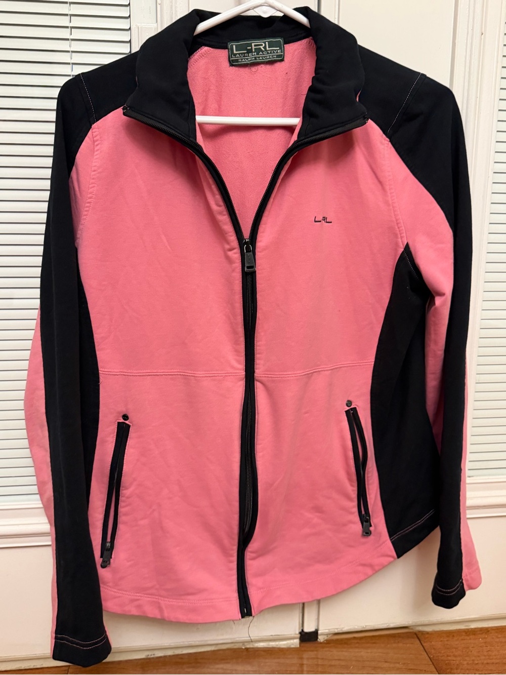 Ralph Lauren Pink and Black Zip Front Athletic Jacket